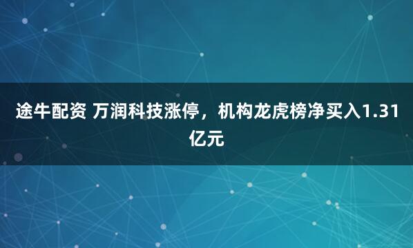 途牛配资 万润科技涨停,机构龙虎榜净买入1.31亿元