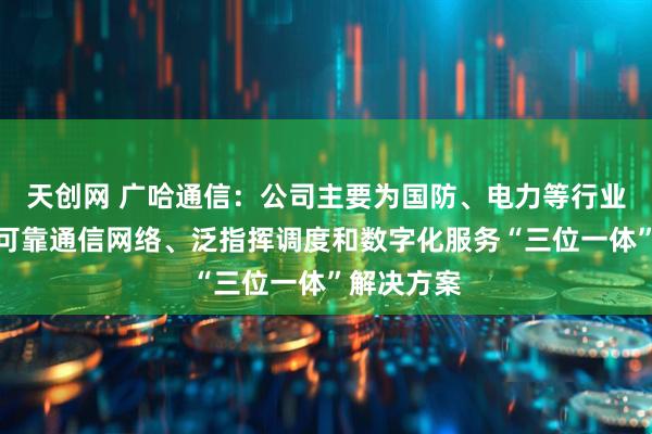 天创网 广哈通信:公司主要为国防、电力等行业用户提供可靠通信网络、泛指挥调度和数字化服务“三位一体”解决方案