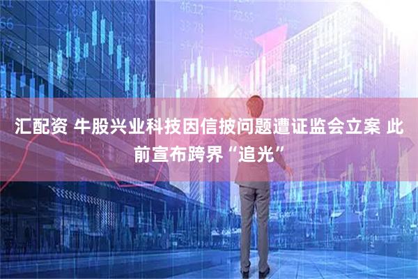 汇配资 牛股兴业科技因信披问题遭证监会立案 此前宣布跨界“追光”